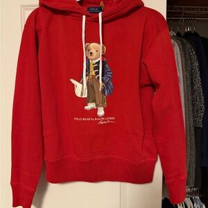 Ralph Lauren Red Sweatshirt with Bear Graphic